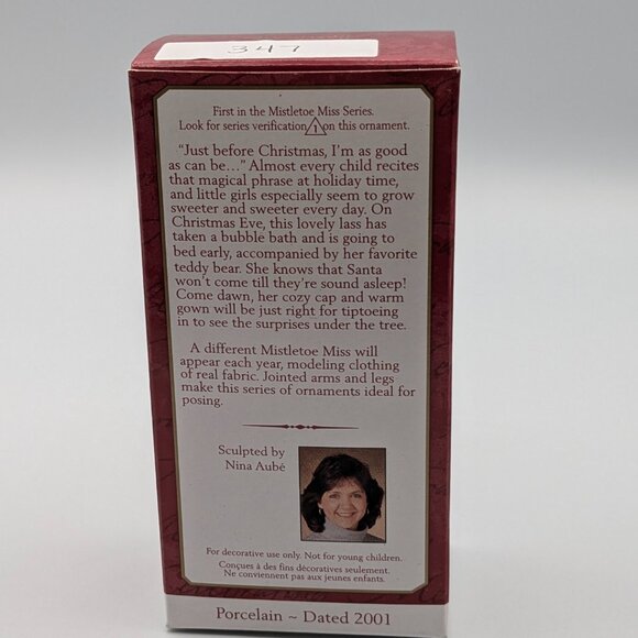 Hallmark Keepsake Mistletoe Miss 2001, 1st in Mistletoe Miss Series, Porcelain - Picture 8 of 10